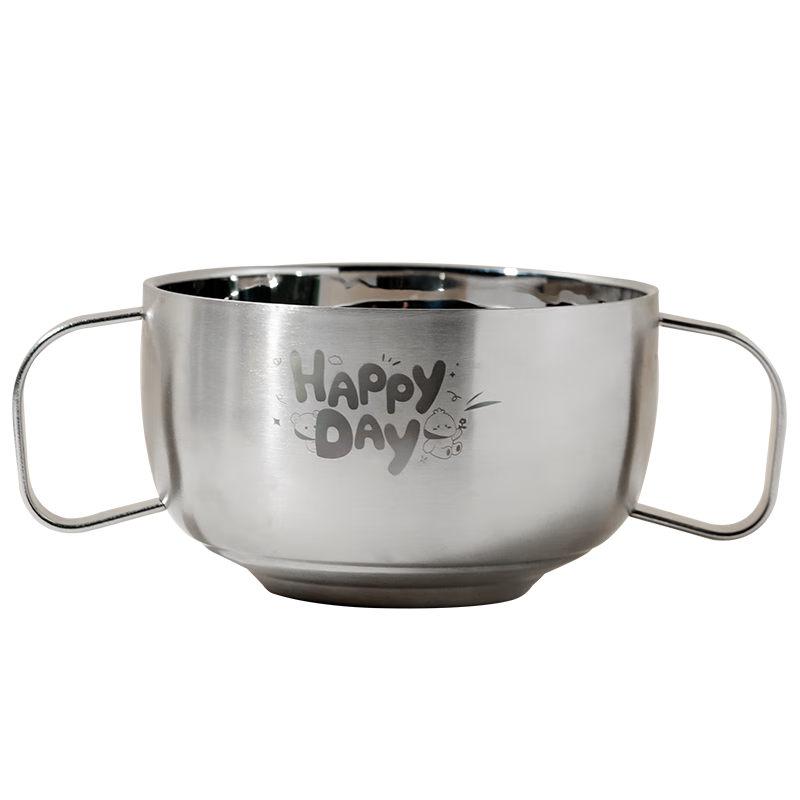 CORN CORN Baby Food Bowl, Stainless Steel Children's Tableware, Anti-Scalding Portable Plate, Infant Practice Double-Ear Bowl