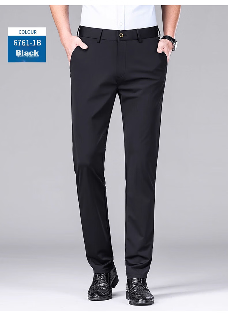 Romon Three-Proof Fabric Ice Silk Men's Casual Pants Summer Thin Straight Loose Trousers Dark Gray Thin 34 11