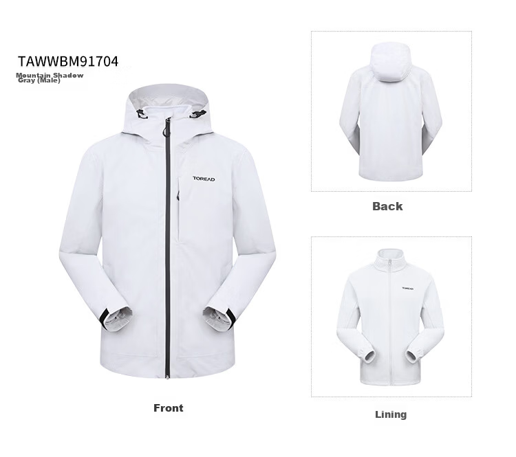 TOREAD Men's Outdoor Three-In Fleece Jacket, Detachable Two-Piece Set, Windproof, Warm Mountaineering Suit, Cold-Resistant Outerwear 84