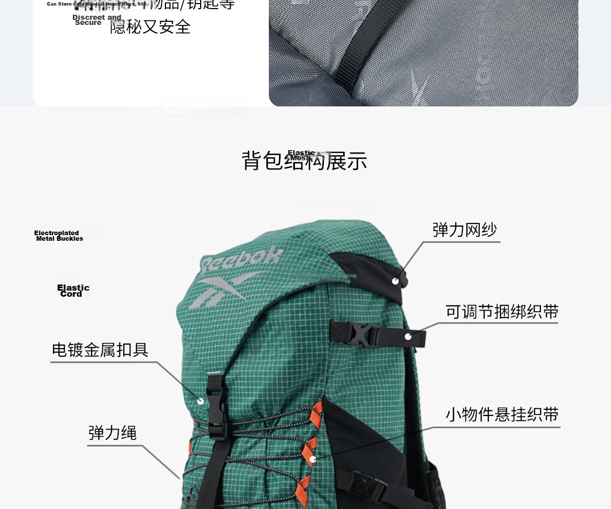 Reebok Lightweight Multifunctional Sports Backpack, Outdoor Water-Resistant And Wear-Resistant Hiking Bag, Black Extra Large Size 21