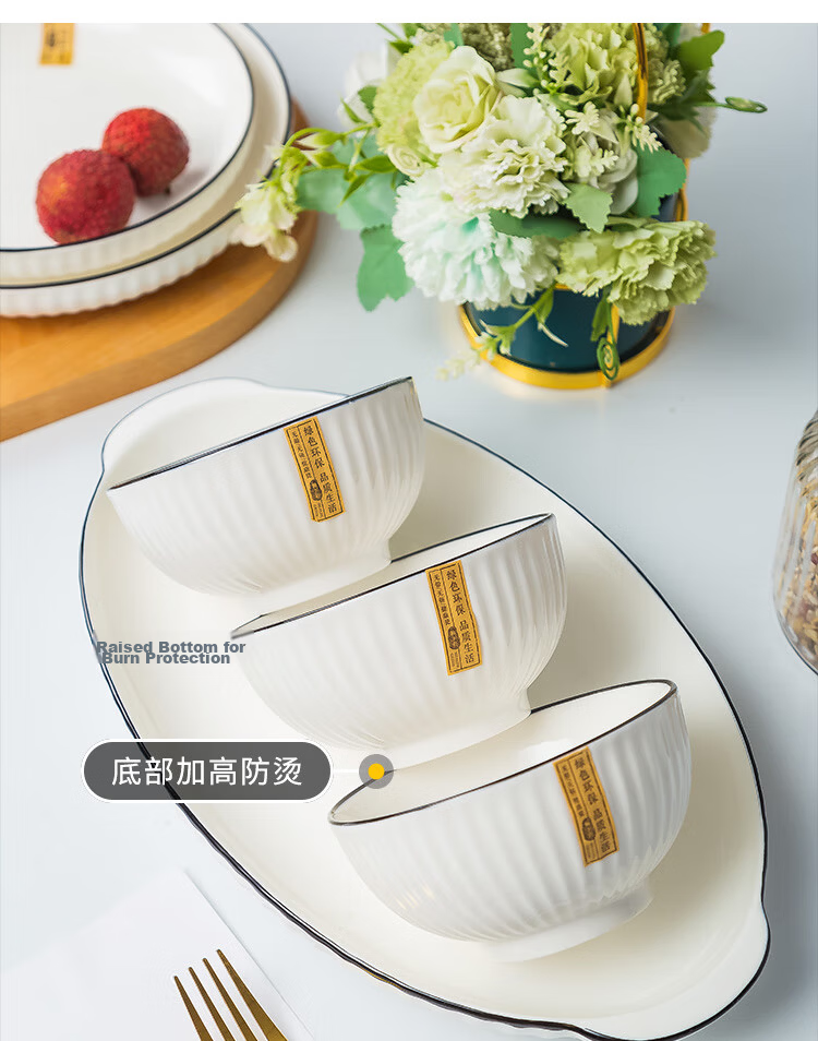 Haoya Underglaze Color Ceramic Bowl Set Rice Bowls Noodle Bowls Small Soup Bowls Simple Ink Style 4.5 Inch Rice Bowls Set of 4 6