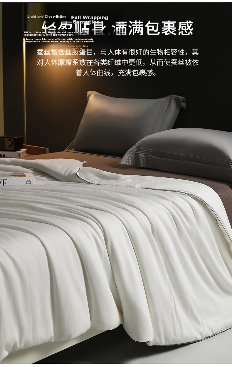 Wuyinliangpin Class A [100% Cotton Satin], 100% Silk Summer Cooling Quilt, Luxury Jacquard Air Conditioning Blanket, Approximately 2 Jin (1 Kg), 150*200cm 6
