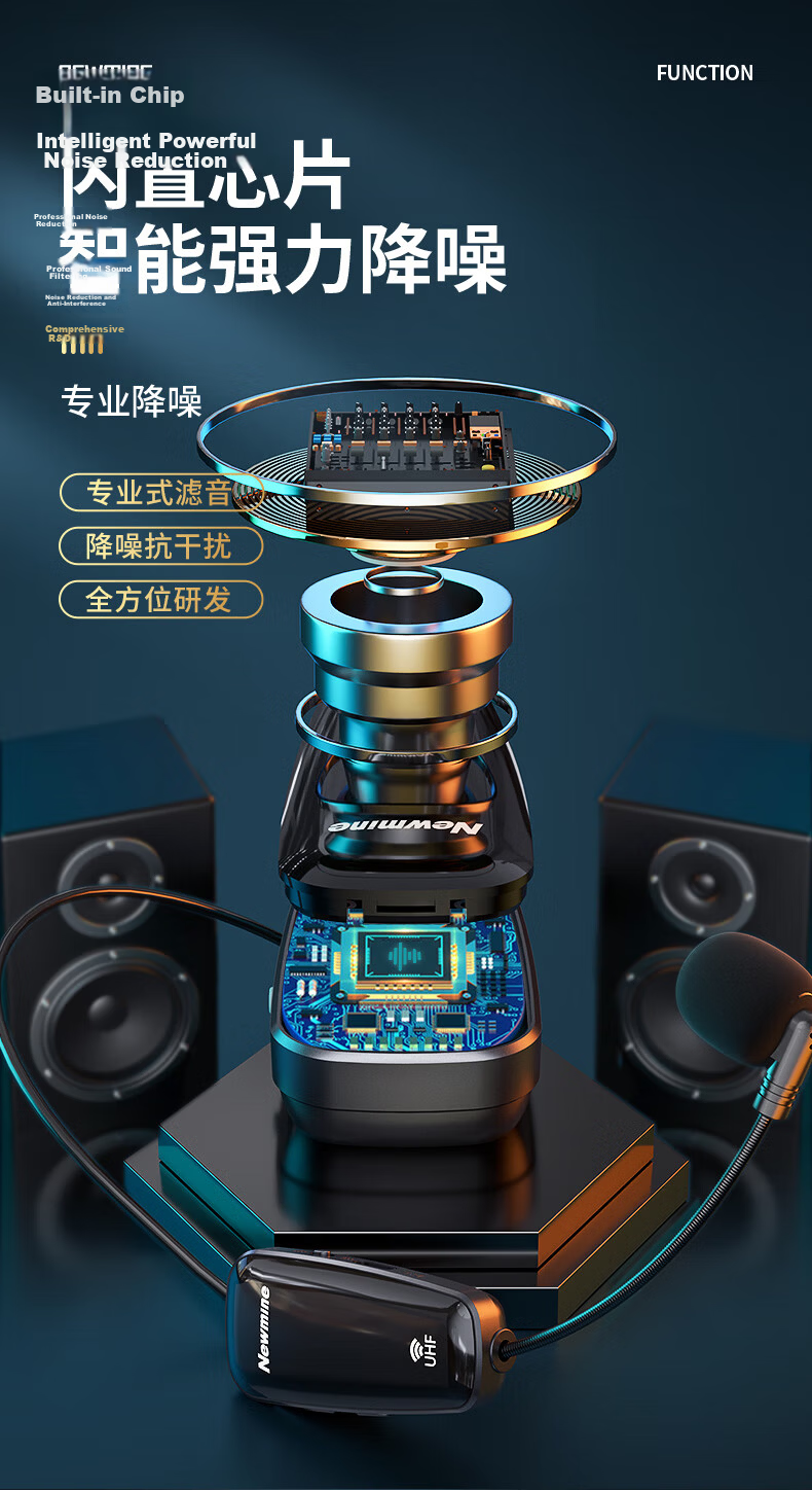 Newmine MU02 Wireless Microphone for Teaching, Online Classes, Tour Guide Use, Headset Microphone, Live Streaming, Short Video Recording, Outdoor Performance, Amplifier, Speaker, And Sound Pickup 6