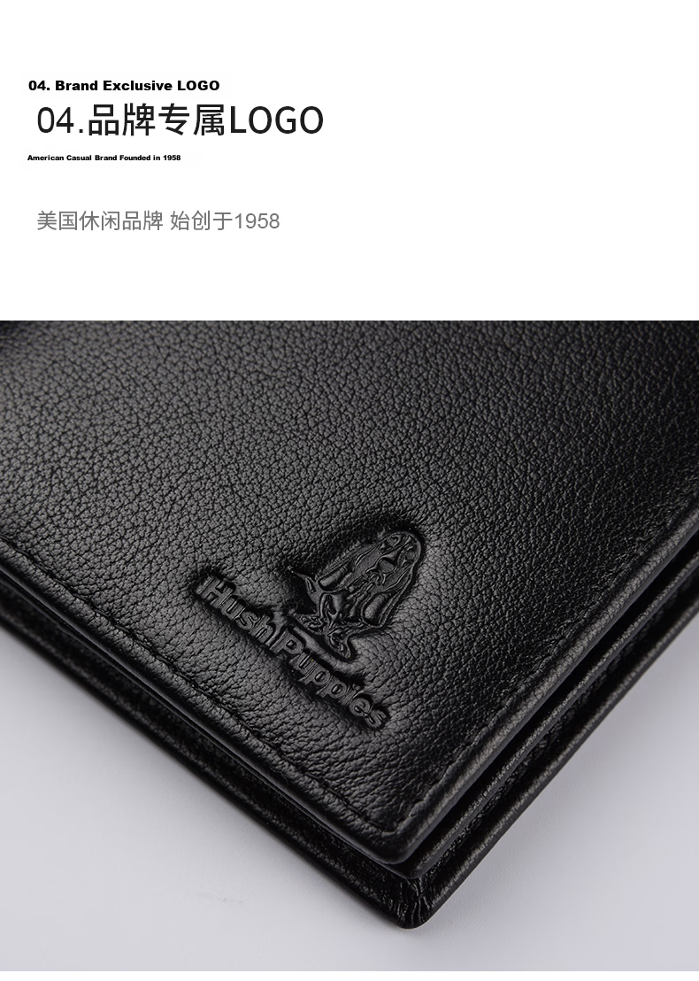 Hush Puppies Men's Genuine Leather Casual Long Wallet Multi-Card Holder Birthday Gift Practical Wallet for Boyfriend 16