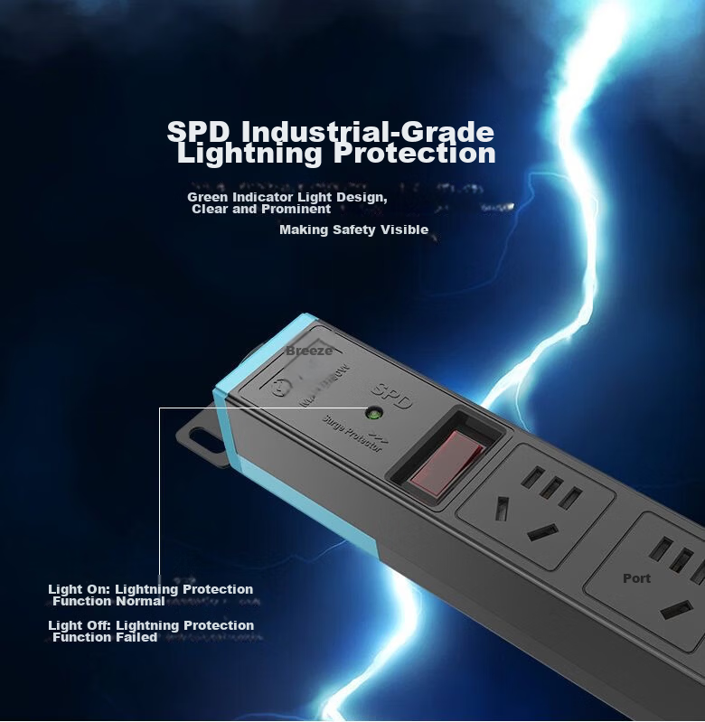 Kyfen PDU Desktop Gaming Cabinet Power Strip/power Bar/power Outlet Strip/power Extension Cord, 10A 6-Outlet Master Control, Total Length 3 Meters, Dual Switches 8