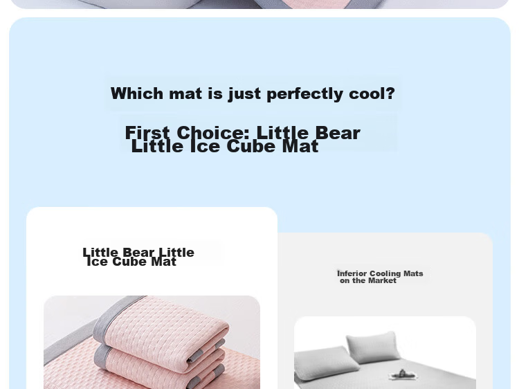 Teenie Weenie Class A Ice Bean Cooling Bed Sheet Summer Cool Ice Silk Mattress Cover Machine Washable Soft Double Air Conditioning Mat 1.5m Bed 3
