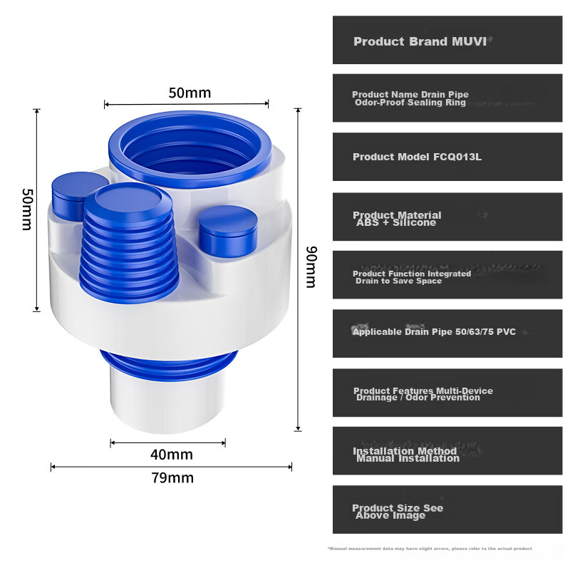 Muvi Kitchen Drainage Three-Way Pipe Odor-Proof Water Purification Multi-Functional Connector 1