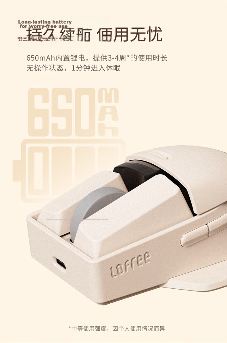 LOFREE Small Tilt Wireless Tri-Mode PBT Office Mouse OLED Display DPI Portable for Home and Office 11