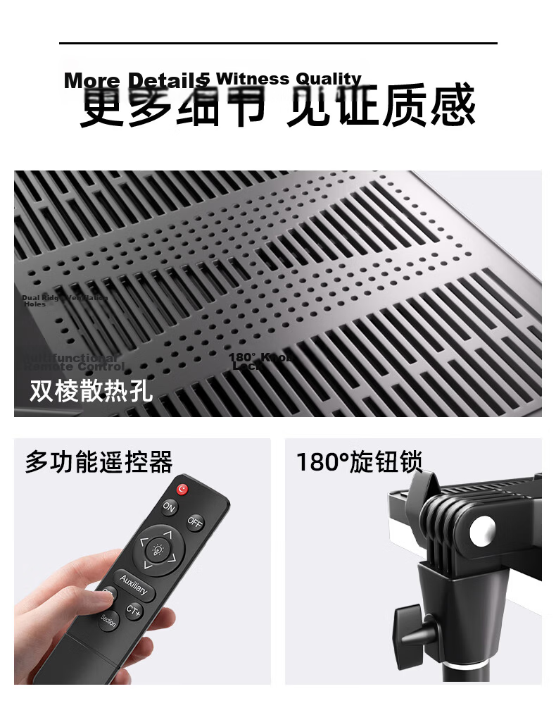 LATZZ 80W Live Streaming Fill Light, Flat Photography Light, LED Host Beauty Light, Professional Indoor Studio Desktop Food Video Soft Light, Face Light 20