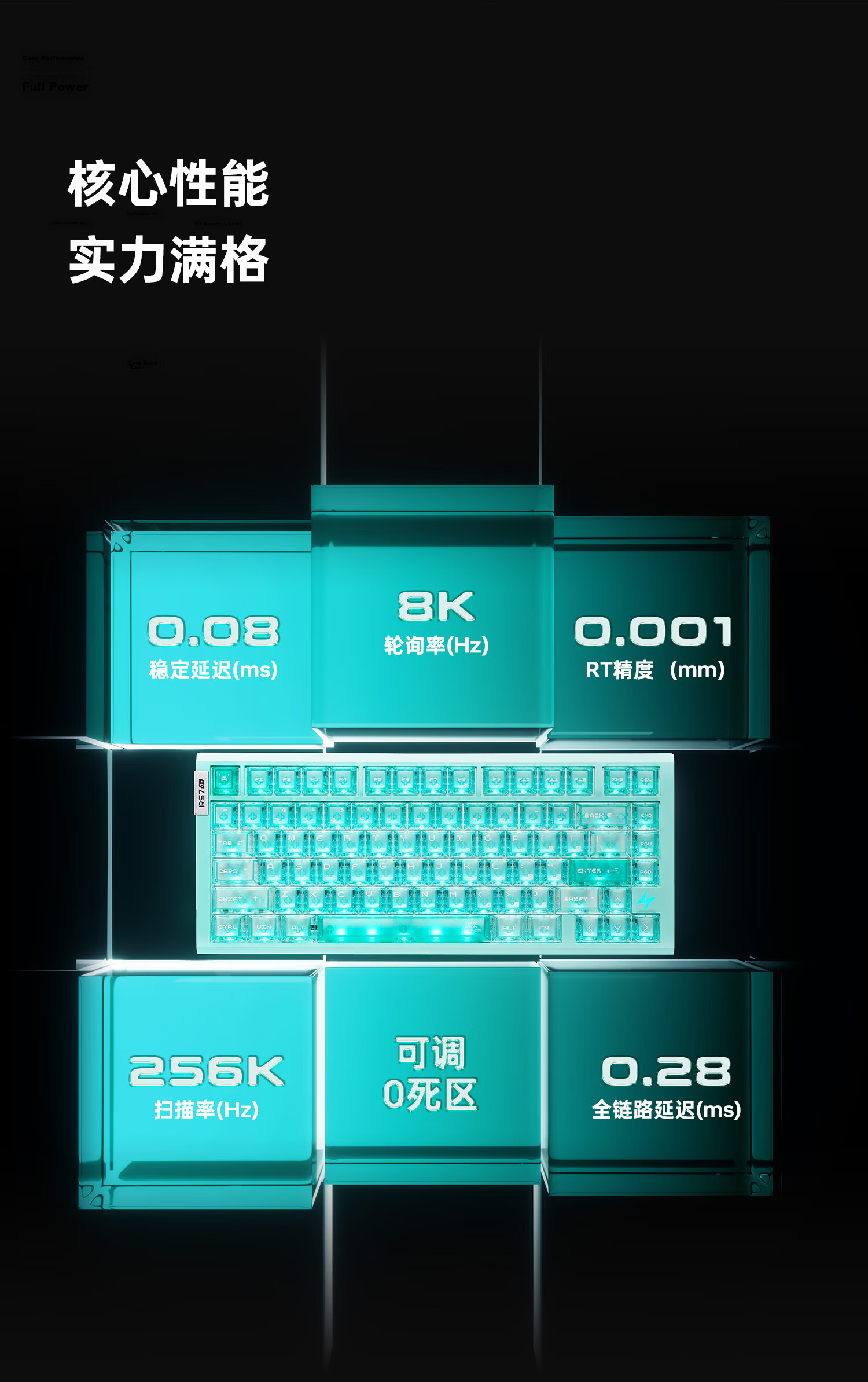 ATKRS7 Air Magnetic Axis Keyboard 75 Layout RT Customizable Gaming Mechanical Keyboard Wired Hot-Swappable 81 Keys RS7 Air White Orange Ice Blade Switch 6