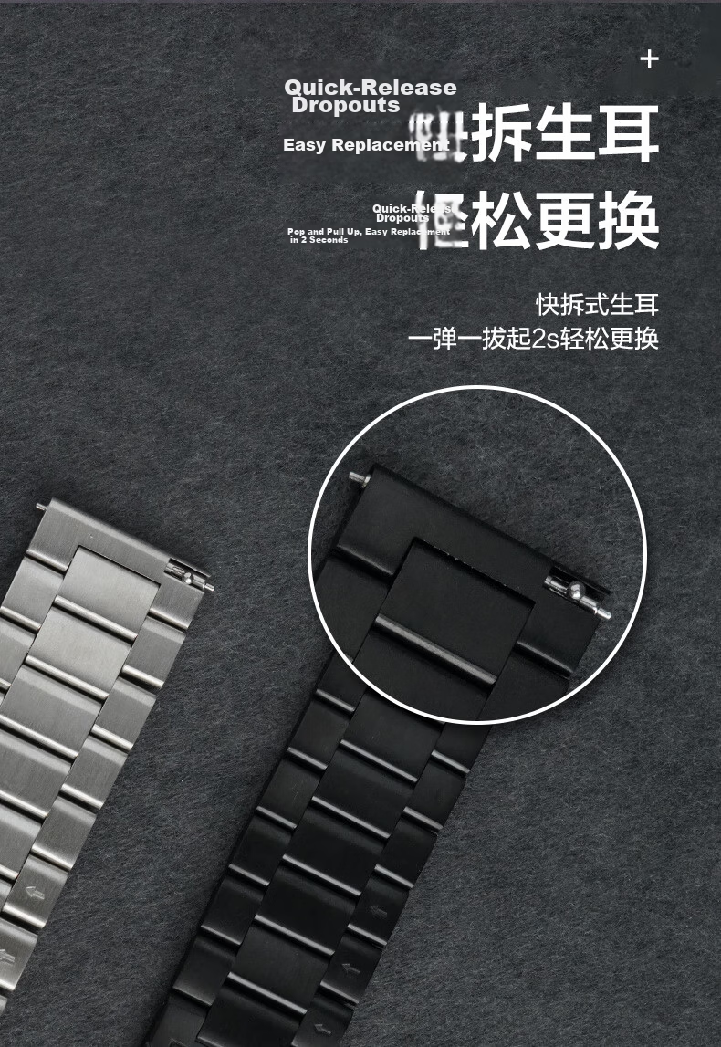 Watchbond Compatible with Huawei Watch Strap GT7Pro/6Pro, Steel Band for GT7/6/5/4/Pro, Stainless Steel Metal Three-Bead Porsche-Style Steel Band GT3Pro Strap 5