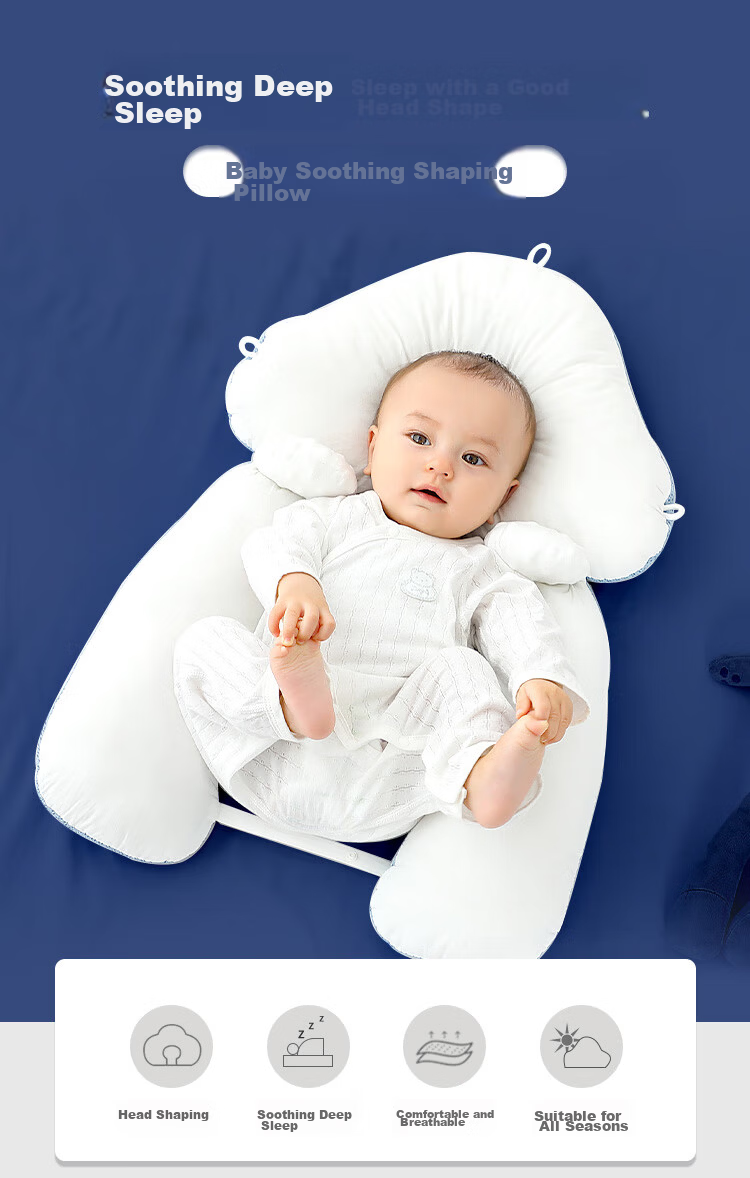 Xiqinbao Newborn Shaping Pillow, Baby Comforting Hugging Pillow, Three-Sided Drawstring Hugging Pillow [Sleep Head Shape + Anti-Startle] Pink 1
