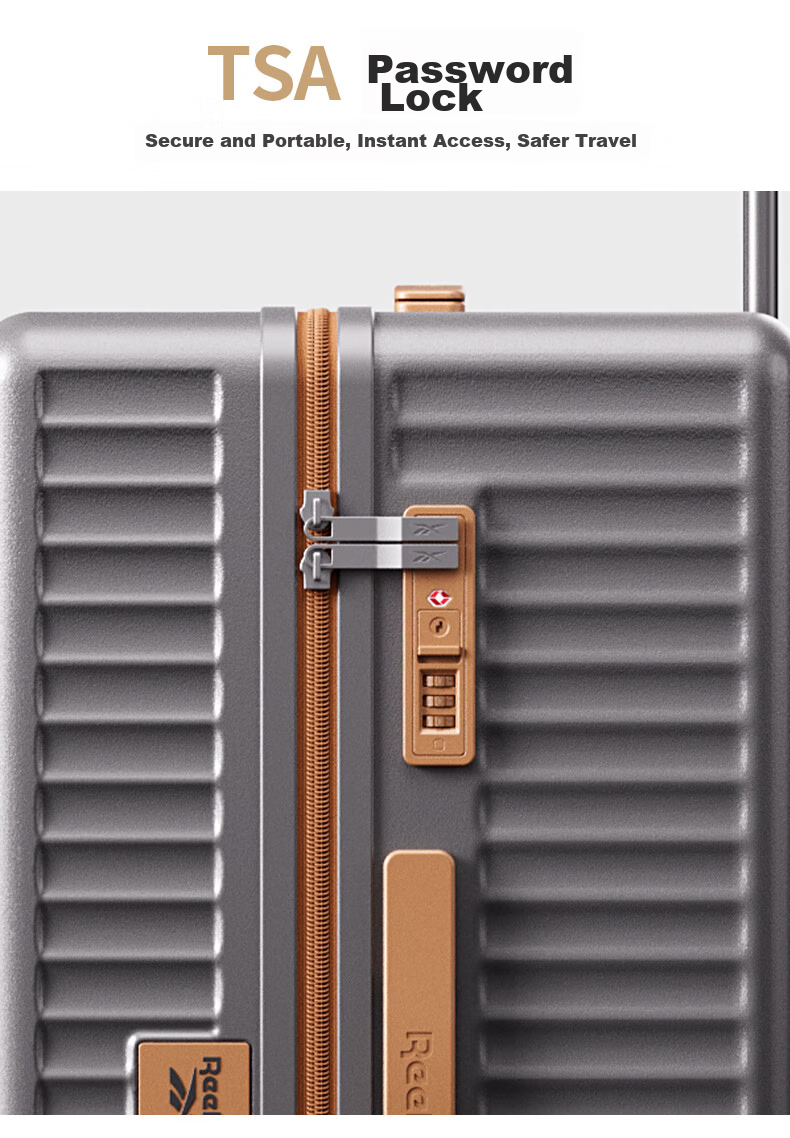 Reebok Suitcase, PC Trolley Case, Multifunctional Large Capacity Travel Luggage, Password Lock Suitcase, Leather Case, Hao Kong Bai 24 Inches 15