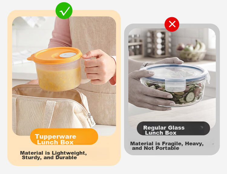 Tupperware 460ml Microwaveable Crystal Soup Bowl Portable Lunch Box for Students and Office Workers, Suitable for Picnic and Camping, Single Juice Orange 14