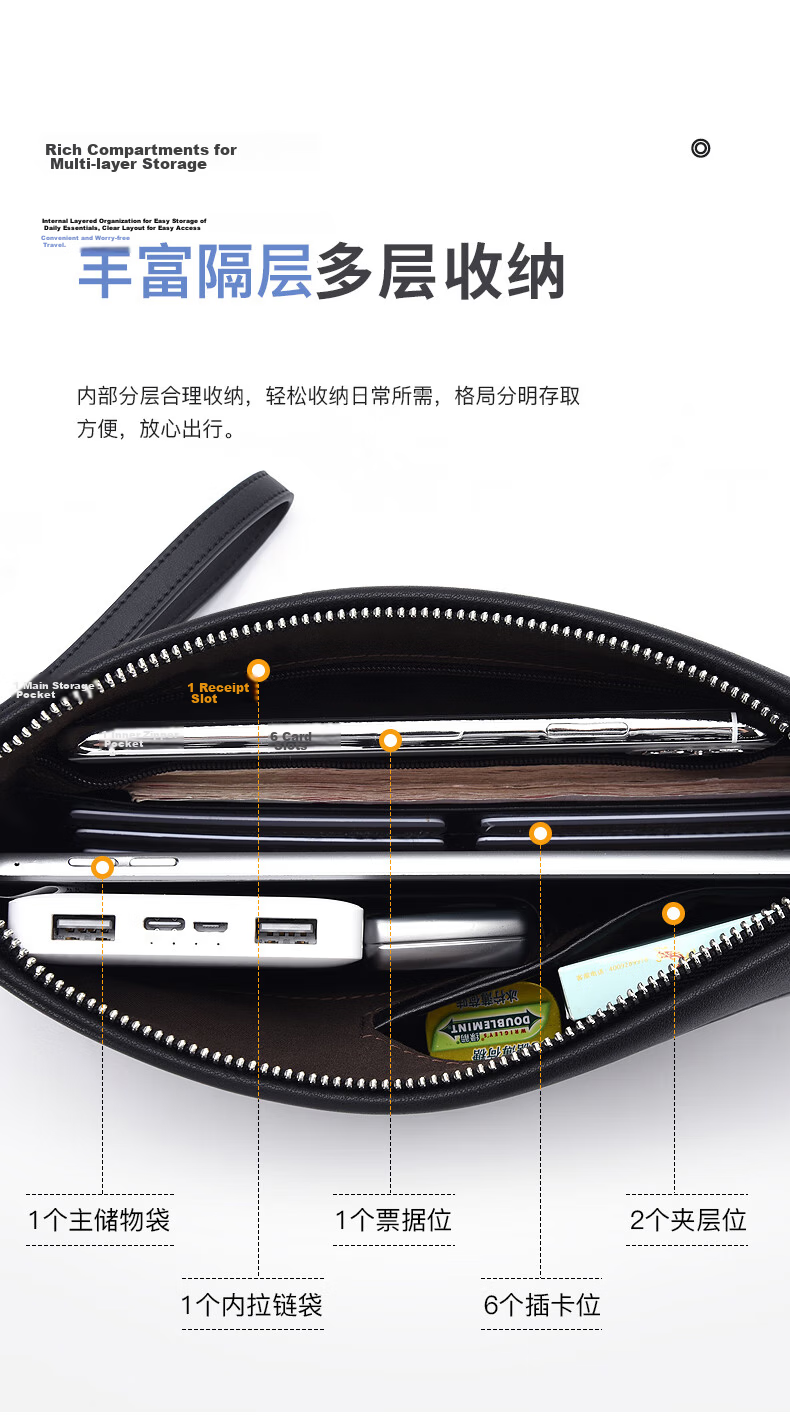 PLAYBOY Men's Large Capacity Wallet Soft Leather Clutch Envelope Bag Birthday Gift for Husband and Dad 4