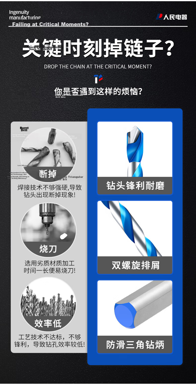 People's Industrial Grade Tile Drill Bit Triangular King Drill Wall Concrete Cement Multifunctional King Drill [10mm] 3