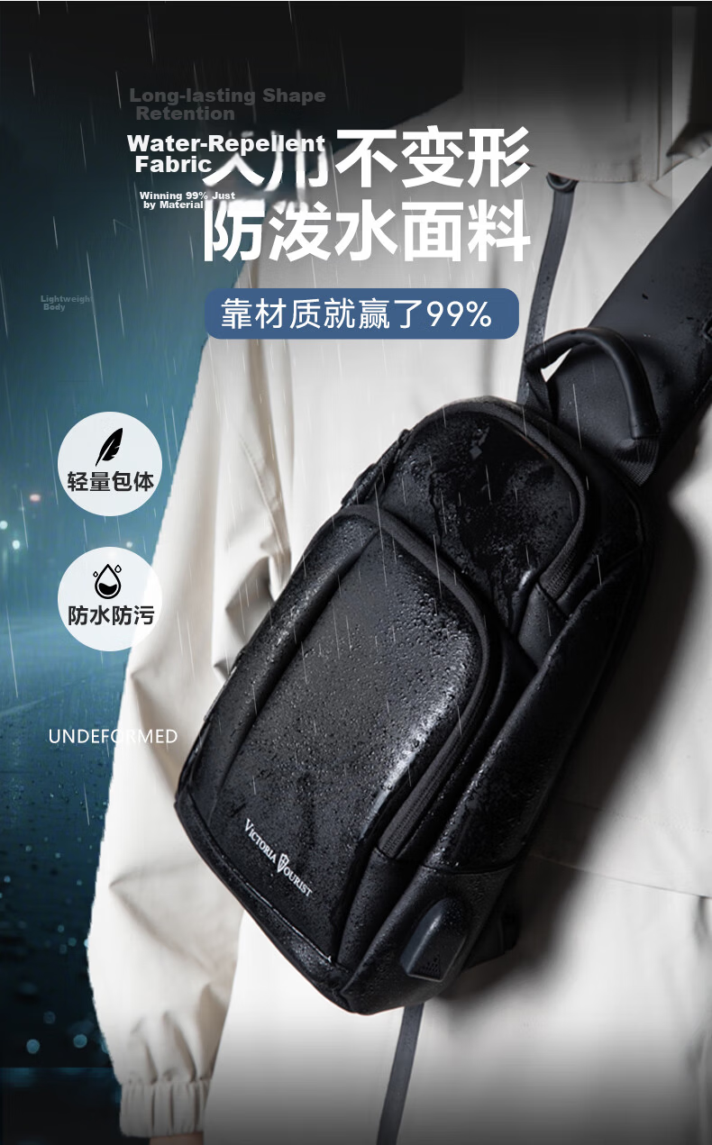 VICTORIATOURIST Crossbody Bag for Men, Chest Bag with Large Capacity, Phone Pouch, 11-Inch Tablet Bag, Small Backpack, Sports Messenger Bag, Shoulder Bag 8