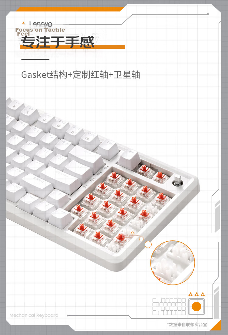 Lenovo Xiaoxin K5 Custom Mechanical Keyboard Full Hot-Swappable, Gaming And Office 79-Key Ring Nu Blue Switch Compatible with Battle Laptop, White And Brown Bruni 5