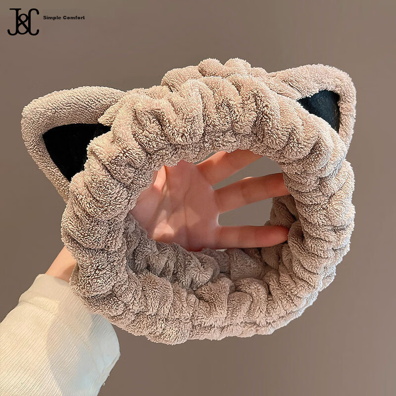Jianying Shu Meow Meow Hair Band (Brown) Face Washing Makeup Mask Hair Cover Hair Hoop Hair Accessory Hair Cover
