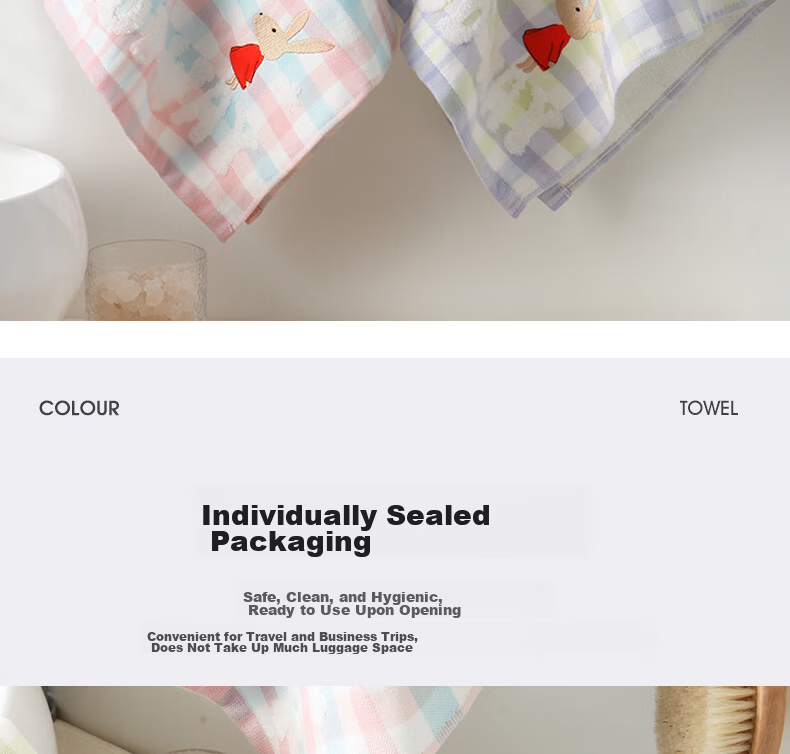Jinhao A-Class 100% Cotton Face Towels for Children, Antibacterial and Antimildew, Odor-Resistant, 2-Pack 2