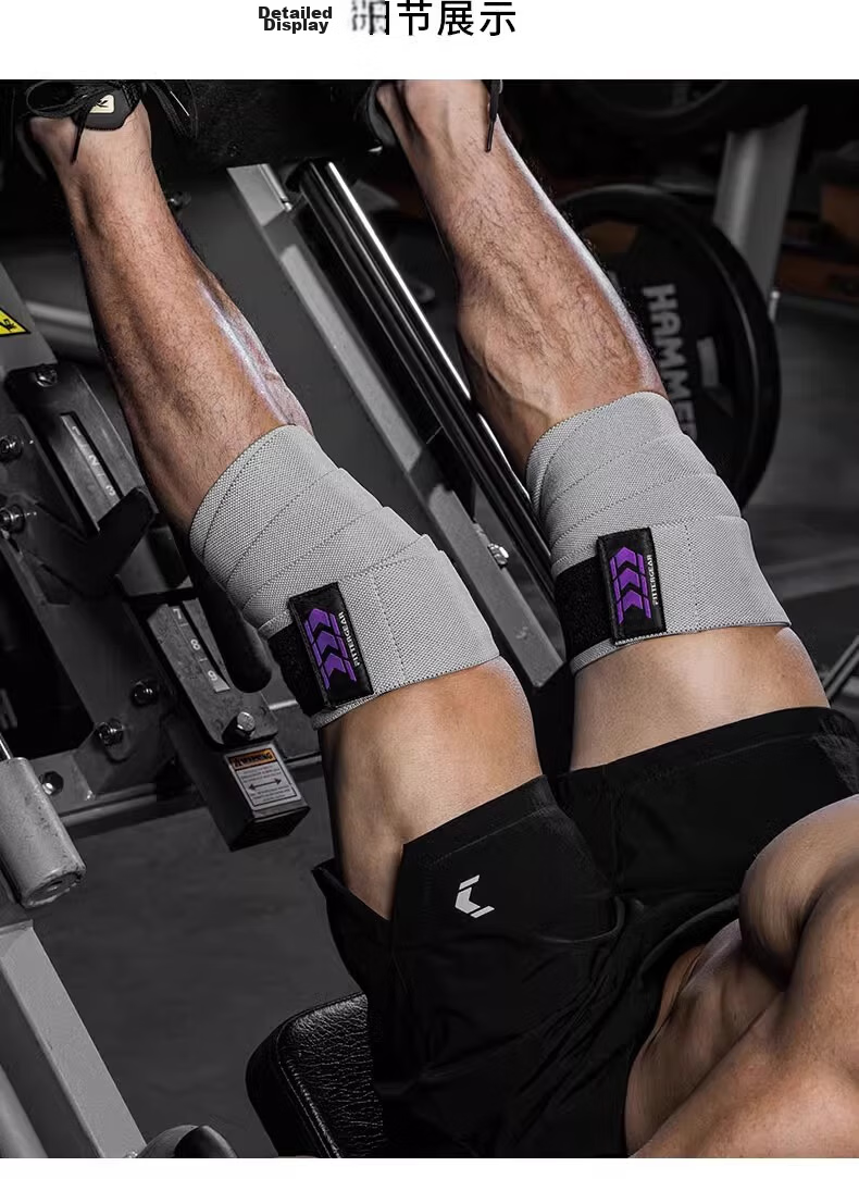 FITTER GEAR Men's Weightlifting Knee Sleeves Elastic Squat Knee Wraps Powerlifting Training Support Gear 8
