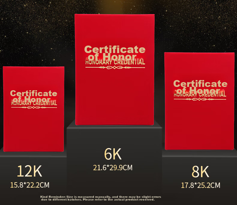 LISON 5903-12K Honor Certificate Cover Velvet Gold Stamping High-End Award Protective Sleeve with Inner Insert 2