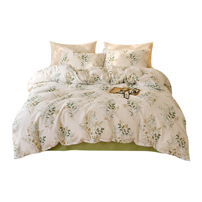 Grace 7A Antibacterial 100% Pure Cotton Four-Piece Bedding Set Xinjiang Cotton Duvet Cover 220x240cm for 1.8/2m Bed Manshan