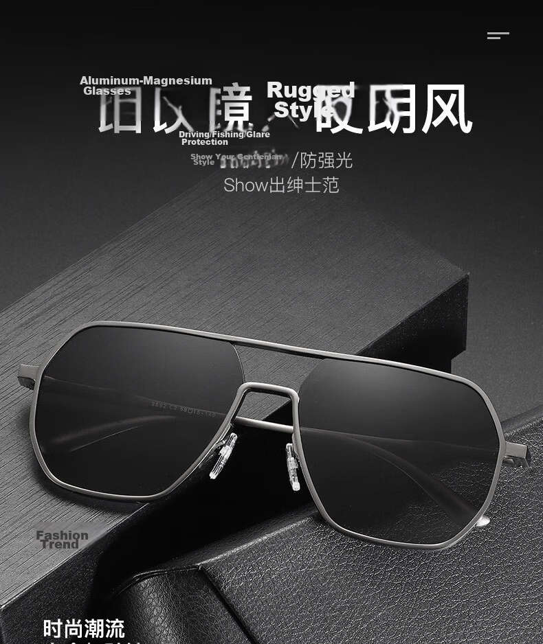 Boshide Driving Glasses, Polarized Sunglasses, Day And Night Photochromic Sunglasses for Men, Black Frame with Photochromic Lenses 1