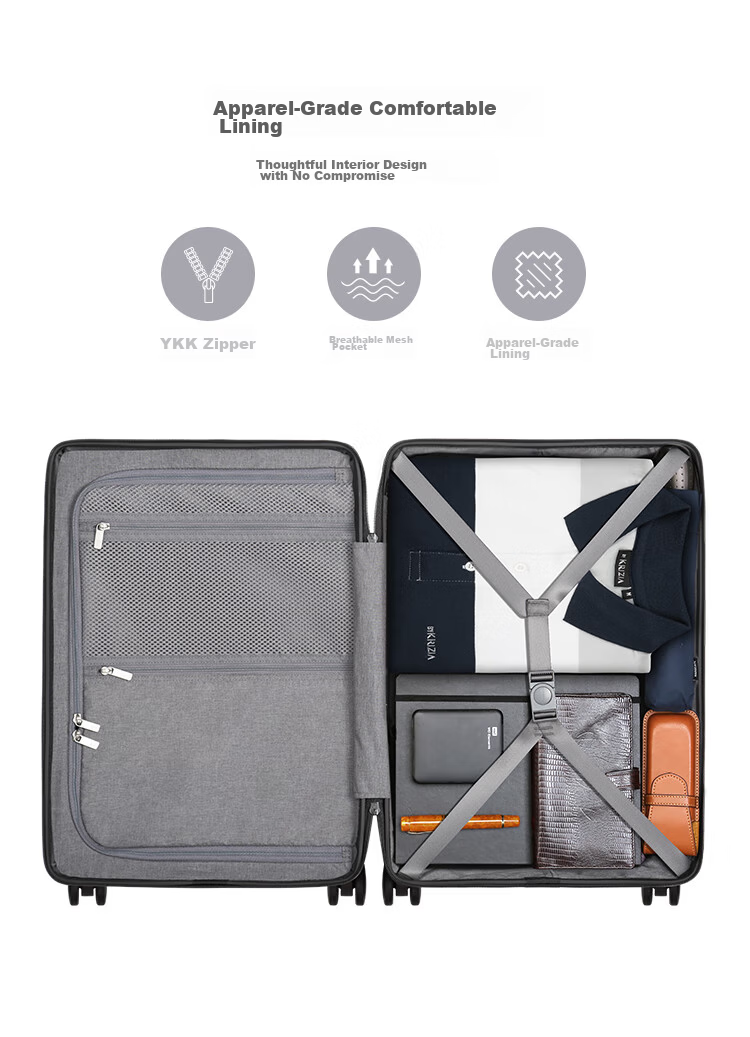 LEVEL8 Suitcase Travel Luggage 20-Inch Business Carry-On with Front Opening, Spinner Wheels And Password Lock for Men And Women, Blue 10