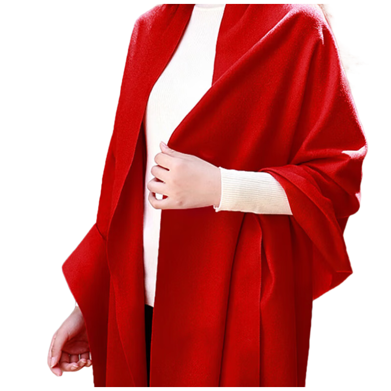 Jiayan China Red Scarf 70cm Wide Decorative Neck Warmer for Annual Meetings, Reunions, Elderly Birthday Gifts