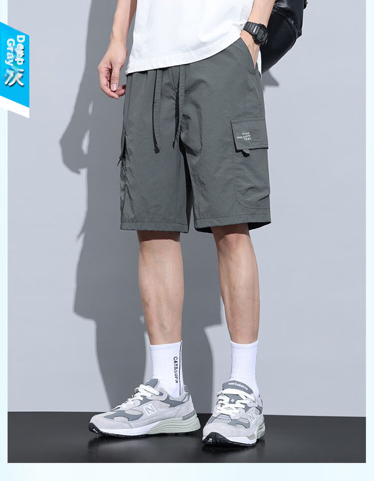 JEEP SPIRIT Men's Summer Thin Loose Workwear Ice Silk Shorts American Casual Five-Point Pants Royal Blue M 14