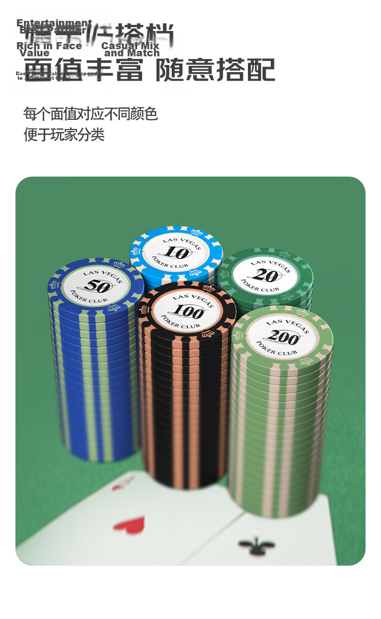 Wangjing Poker 500 Large Denomination Clay Chips, Texas Hold'em Poker Chips, Mahjong Chips And Coins, Card Game Point Chip Set 6
