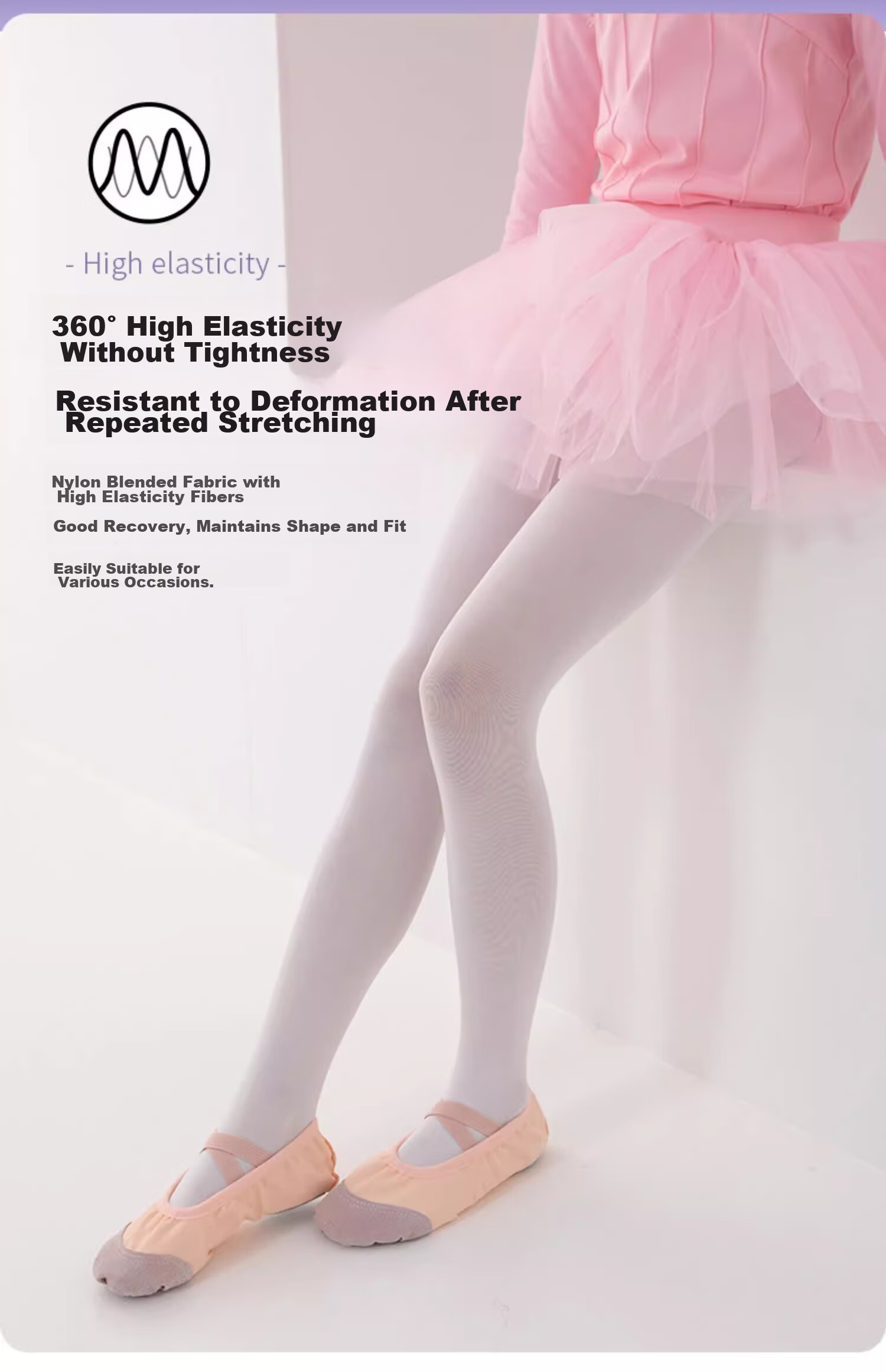 LangSha Children's Dance Tights, Girls' Practice White Anti-Sprain Pantyhose, Ultra-Thin Stockings for Dancing, Ballet Tights Suitable for Outdoor Wear 7