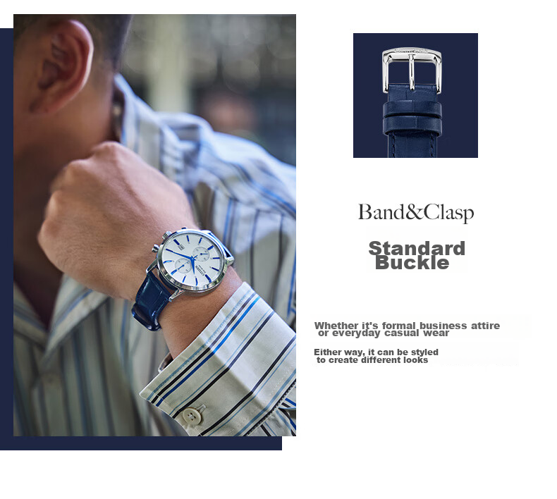 CITIZEN Eco-Drive Men's Watch Leather Strap Blue Hands Fashion Trendy Wristwatch CA7069-16A Valentine's Day Gift 11