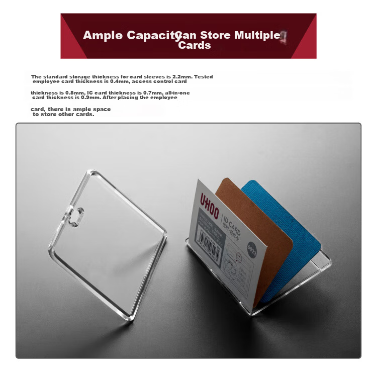 UHOO Acrylic Vertical ID Card Holder with Lanyard, Transparent, Model 6006 4