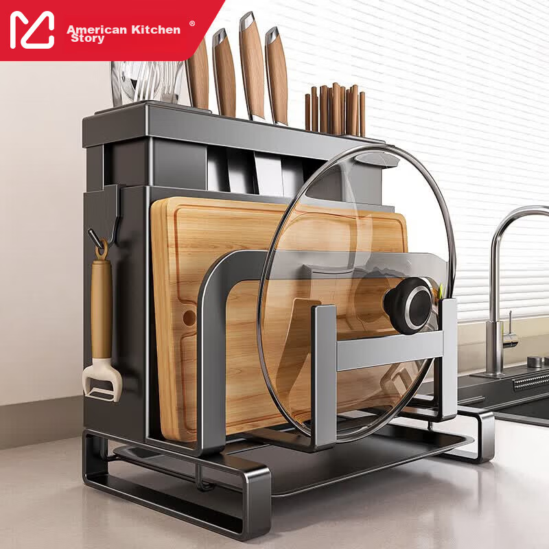 Meichu Kitchen Story 304 Stainless Steel Kitchen Storage Rack Knife Holder Knife Storage Rack Vegetable Knife Rack Knife and Spatula Storage Rack Chopsticks Holder Cutting Board Rack