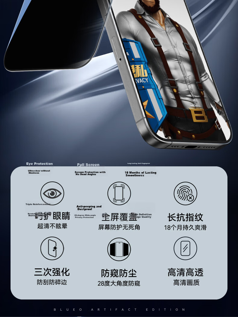 Lanxingxiansheng Tempered Glass Screen Protector for Apple IPhone 17Pro/16pro, High Definition Anti-Peeping Shatterproof Privacy Screen Protector for IPhone 17/17pro 4