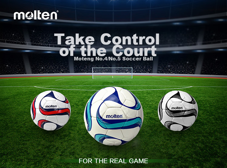Molten Soccer Ball Size 5 Hand-Sewn Training Match Ball PVC Material F5F1700-WB Blue 1