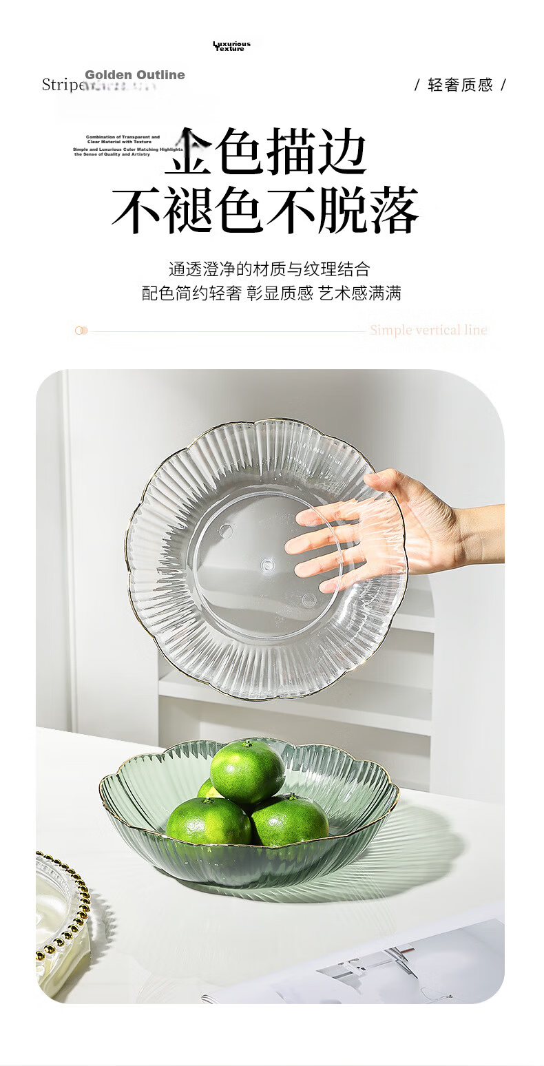 CAIZHI Fruit Plate, Simple Home Dried Fruit Tray, Living Room Snack Dish, Nut And Candy Storage Plate with Lace Edge, Transparent CZ6638 5