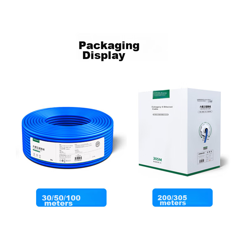 UGREEN CAT6A Double-Shielded Network Cable [0.58±0.008mm Pure Copper Core] 10 Gigabit Ethernet Cable Anti-Interference Network POE Monitoring Engineering Home Wiring Box Cable 50 Meters 25