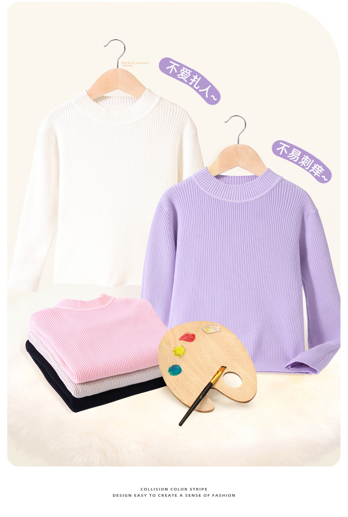 TonLion Girls Solid Color Base Shirt Autumn Winter New Thin Sweater Mid-Large Kids Warm Knitted Top Trendy Black 150 11