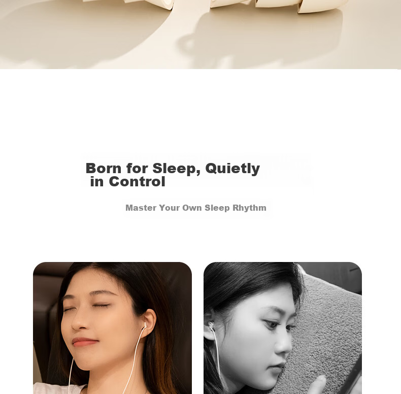 IKF Sleep Wired In-Ear Sleep Headphones Side Sleep Noise Cancelling Soft Earphones with Mic 3.5mm for Apple Android Yunyan White 3