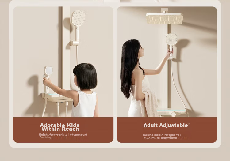 ARROW Pure World Shower Set Milk White Digital Display Square Rod Piano Key Handheld Pressurized Shower Head 33