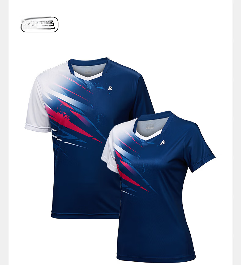 KAWASAKI Badminton Outfit for Women, Professional Sports Round Neck Short Sleeve + Shorts Set B2815, Navy Blue, M 10