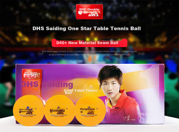 DHS Sai Di 40+ Three-Star White 3-Star Table Tennis Balls, ABS New Material with Seam, White (Pack of 10) 1