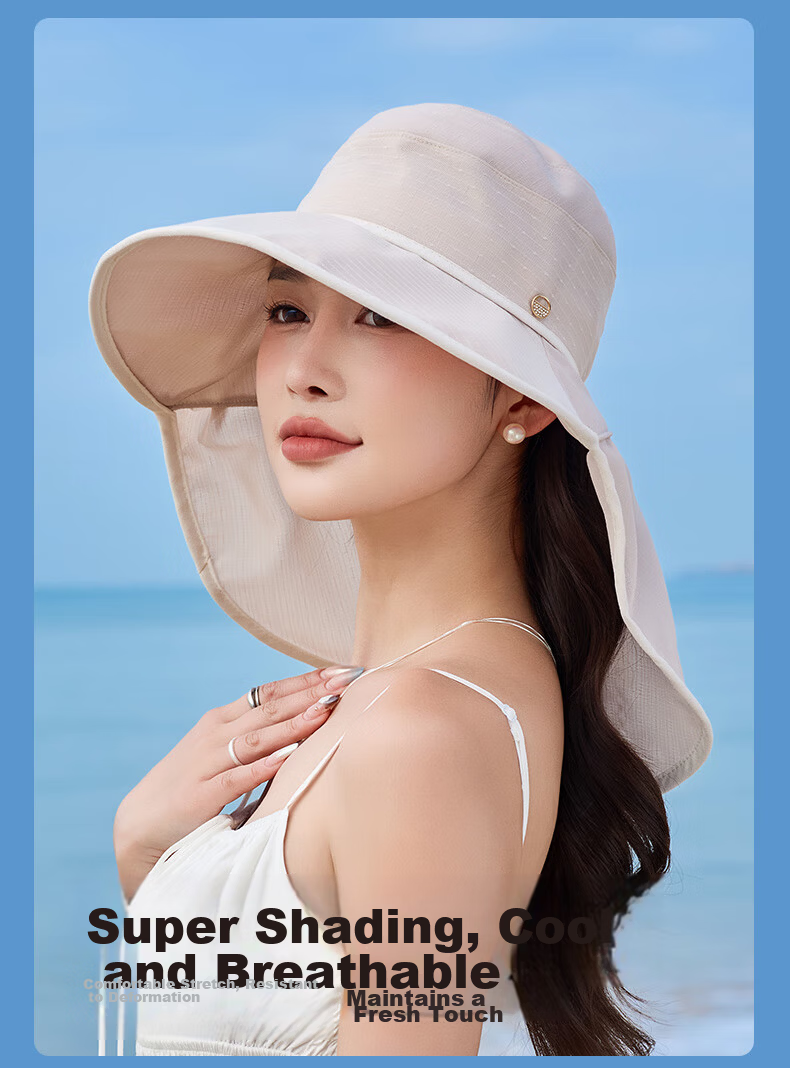 TUCANO Sun Protection Hat for Women, Detachable Visor Hat with Neck Guard, Outdoor Face-Covering UV-Resistant Hat for Summer Tea Picking 11