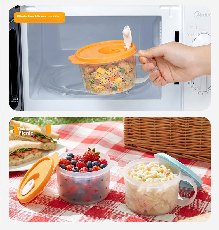Tupperware 460ml Microwaveable Crystal Soup Bowl Portable Lunch Box for Students and Office Workers, Suitable for Picnic and Camping, Single Juice Orange 6
