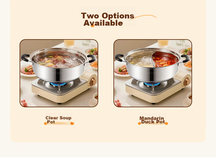MAXCOOK 26cm 304 Stainless Steel Hot Pot Soup Pot Induction Cooker Compatible Double Bottom with Lid Includes Pair of Hot Pot Spoons MH-26 7