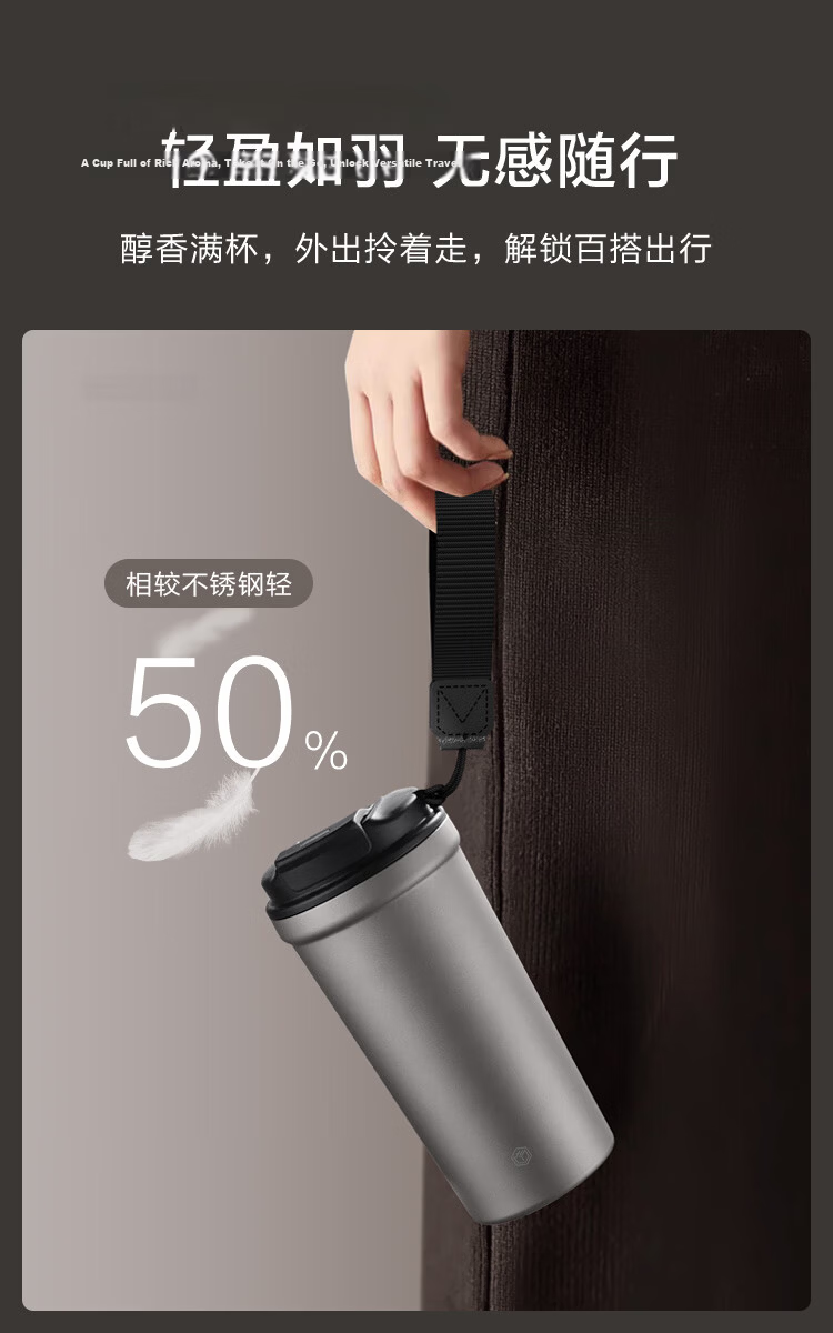 JD Jingzao Titanium Health Coffee Cup [Pure Titanium Inside and Out] Insulated Portable Premium Gift Water Bottle Gray 520ml 8