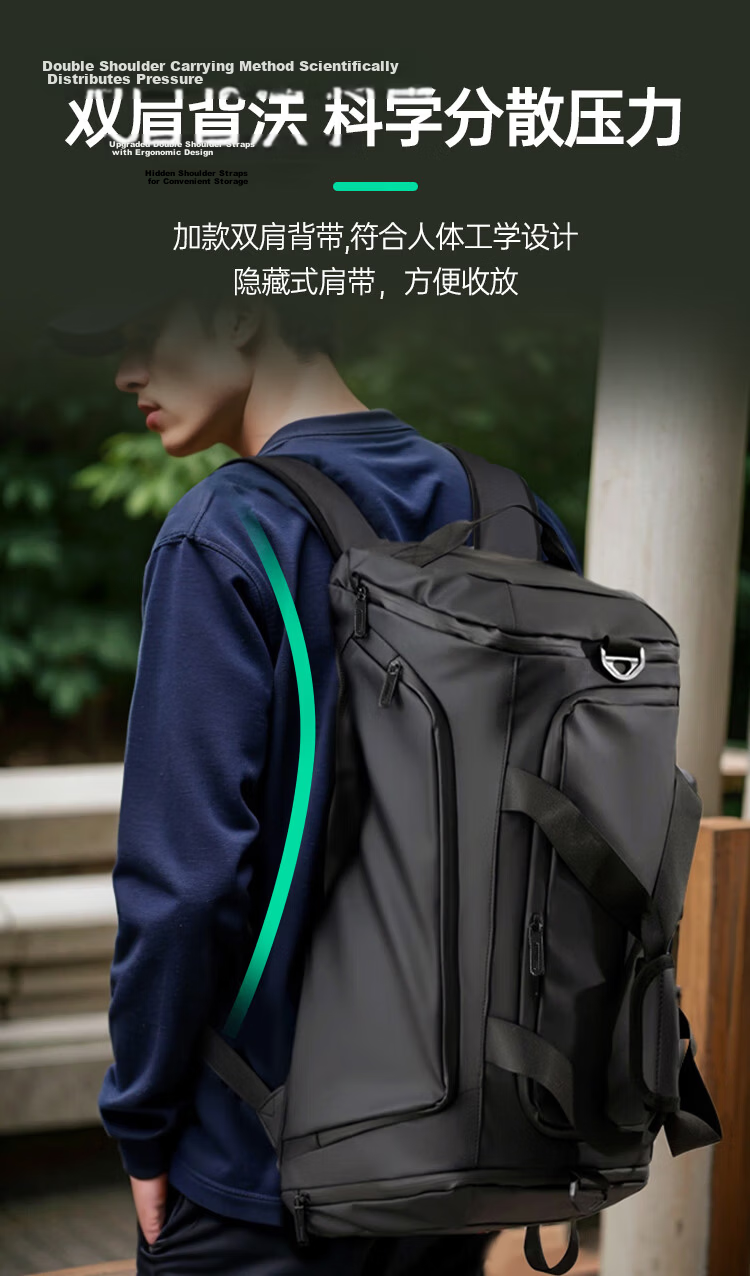 Banjeni Large Capacity Travel Backpack for Men and Women, Luggage Sleeve, Maternity Bag, Business Trip, Gym, Handheld and Crossbody Bag 10
